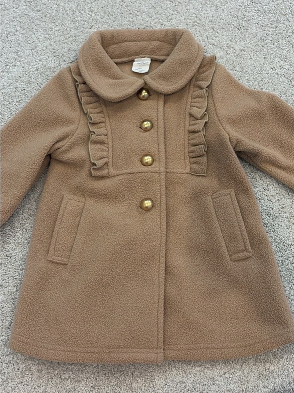 Starting Out Toddler Pea Coat in Camel with Gold Buttons